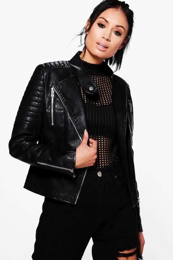 Erin Quilted Sleeve Biker Jacket